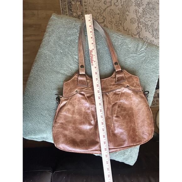 PATRICIA NASH Napoli Shoulder Bag Pleated Tan Leather Purse Hand Bag Preloved - Picture 6 of 16